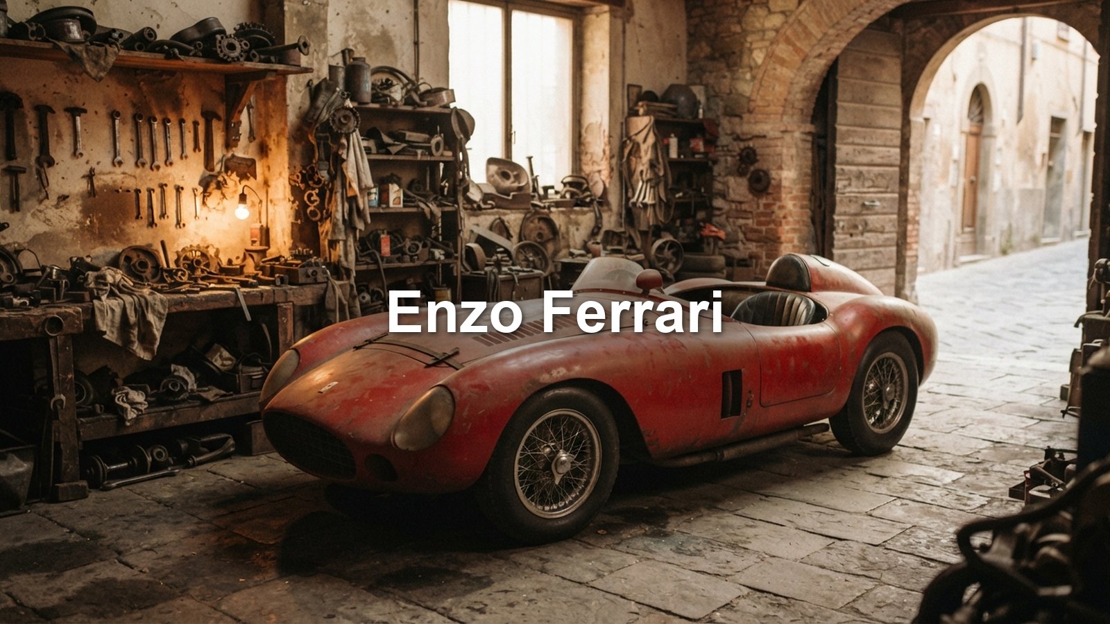 Červený závodní vůz v garáži