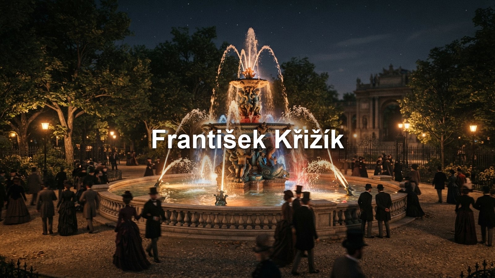 Světelná fontána v noci