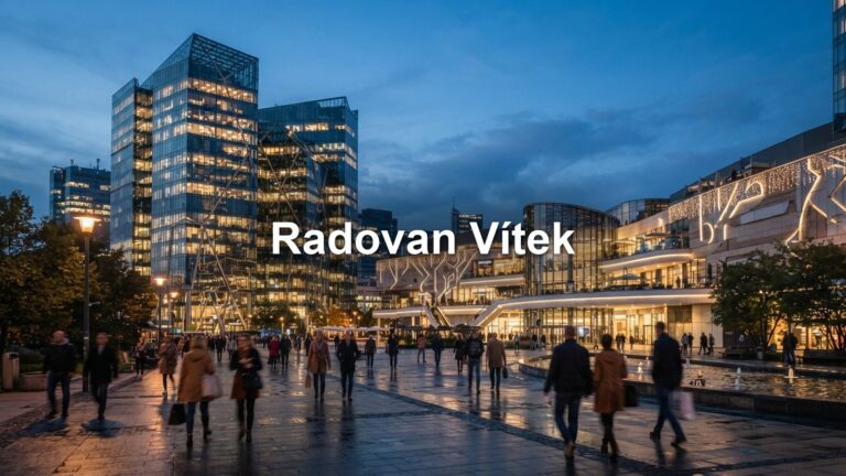 Kancelářské budovy za soumraku