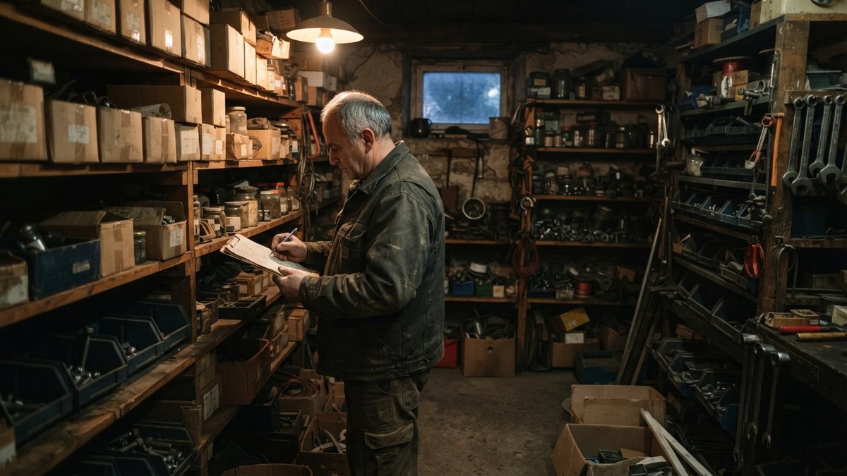 Živnostník sepisuje zásoby v dílně