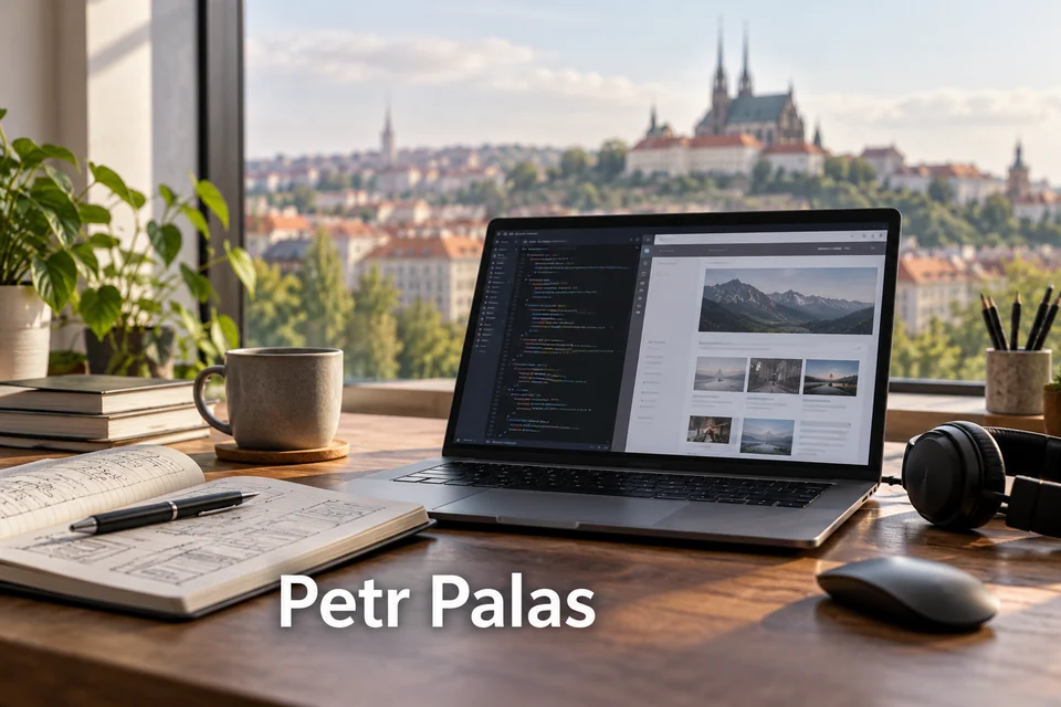 Tematické zátiší s nápisem Petr Palas.