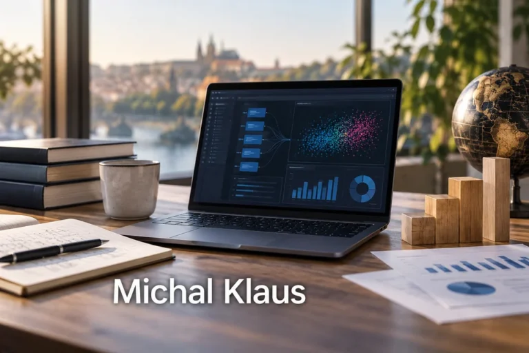 Tematické zátiší s nápisem Michal Klaus.