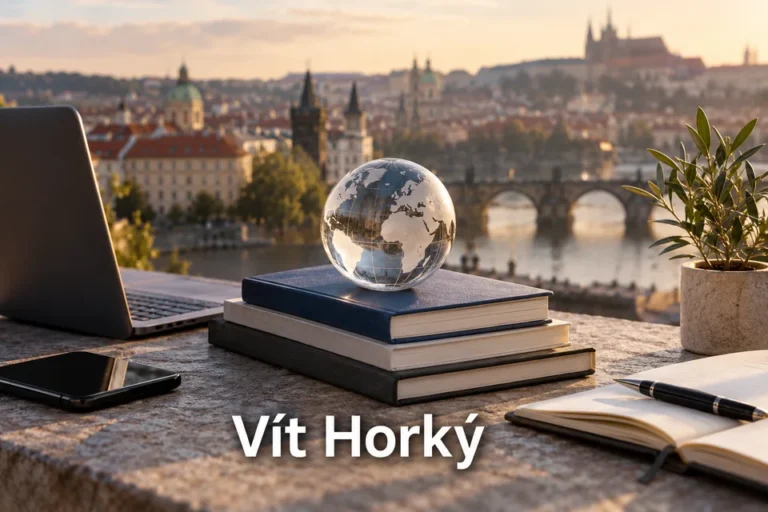Tematické zátiší s nápisem Vít Horký.
