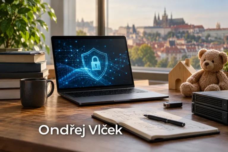 Tematické zátiší s nápisem Ondřej Vlček.