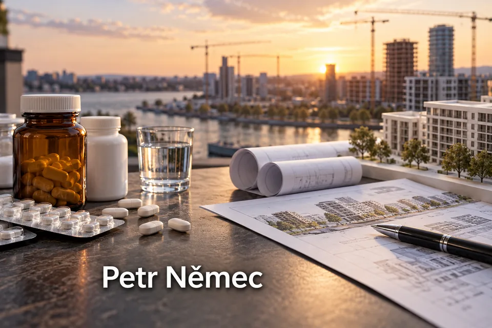 Tematické zátiší s nápisem Petr Němec.
