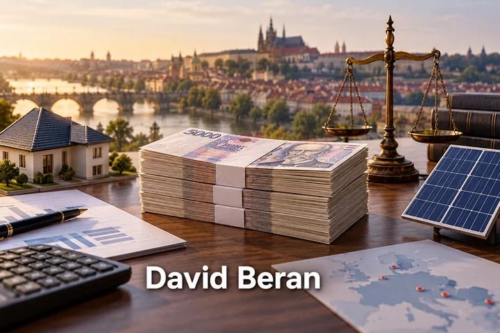 Tematické zátiší s nápisem David Beran.