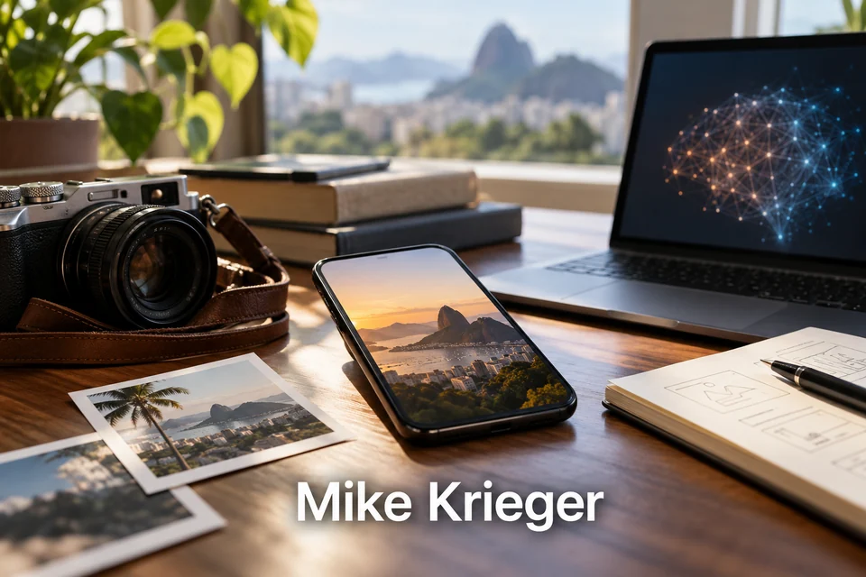 Tematické zátiší s nápisem Mike Krieger.