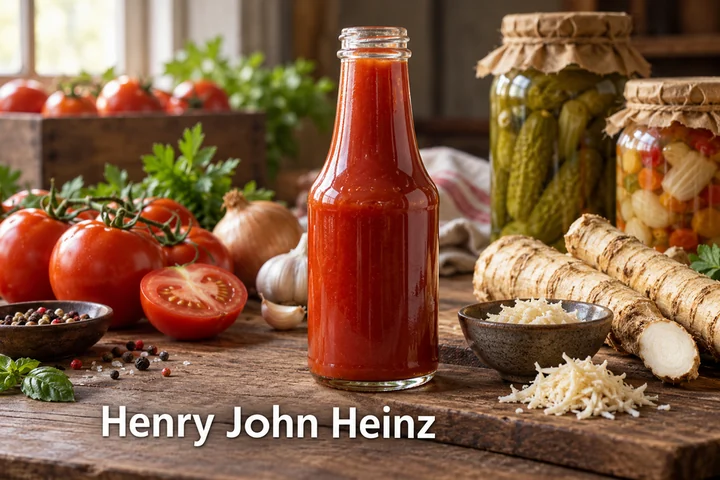 Tematické zátiší s nápisem Henry John Heinz.