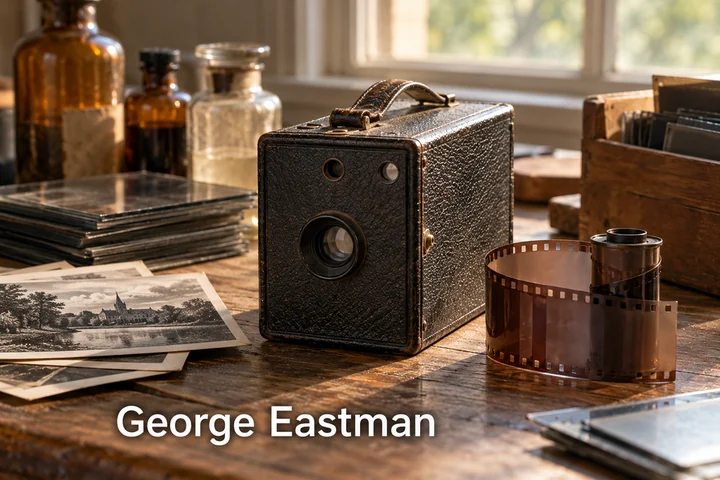 Tematické zátiší s nápisem George Eastman.