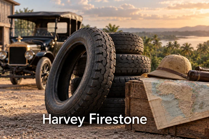 Tematické zátiší s nápisem Harvey Firestone.