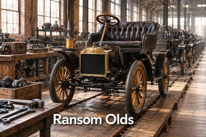 Tematické zátiší s nápisem Ransom Olds.