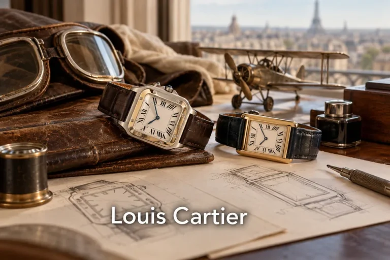 Náramkové hodinky a šperkařské nástroje s nápisem Louis Cartier.
