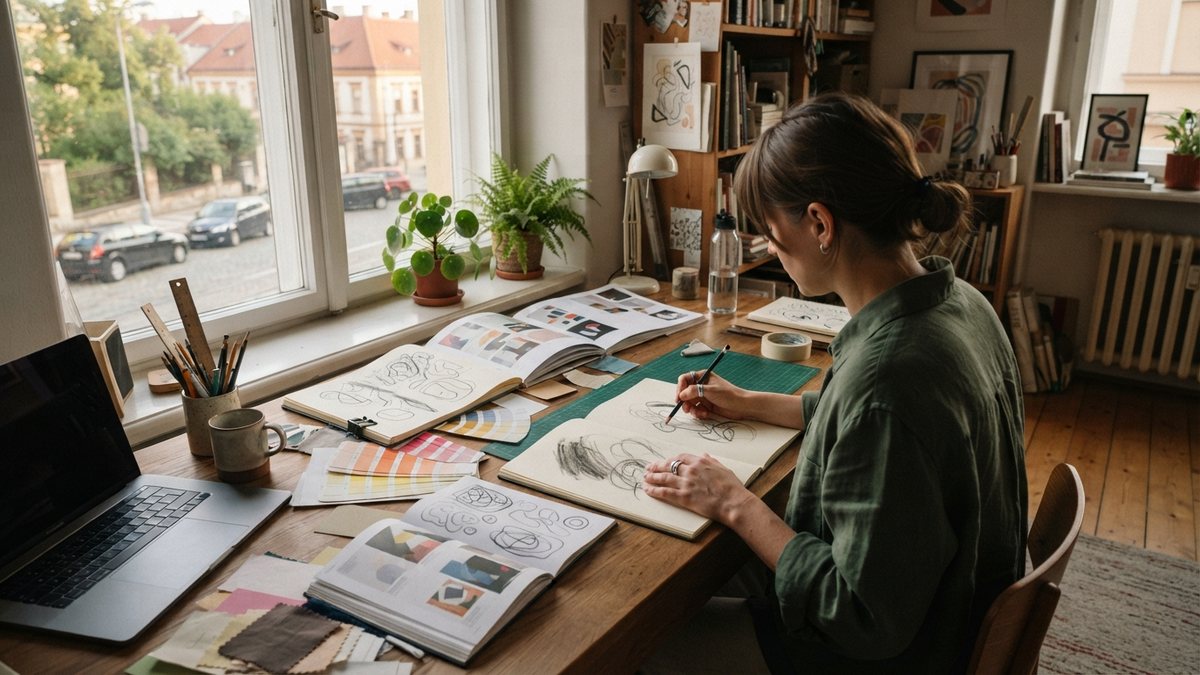 Grafička pracuje ve vlastním ateliéru